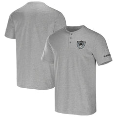 Las Vegas Raiders NFL x Darius Rucker Collection Henley T-Shirt Heather Gray