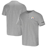 Pittsburgh Steelers NFL x Darius Rucker Collection Henley T-Shirt Heather Gray