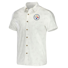 Pittsburgh Steelers NFL x Darius Rucker Collection Woven Button-Up T-Shirt White