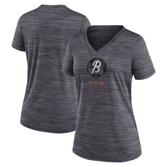 Baltimore Orioles Nike Women's City Connect Velocity Practice Performance V-Neck T-Shirt - Black T-shirts