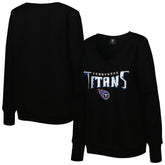 Tennessee Titans Cuce Women's Sequin Logo V-Neck Pullover Sweatshirt Black