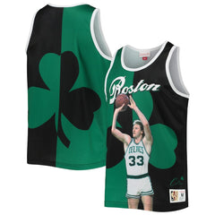 Larry Bird Boston Celtics Sublimated Player Tank Top Kelly Green/Black