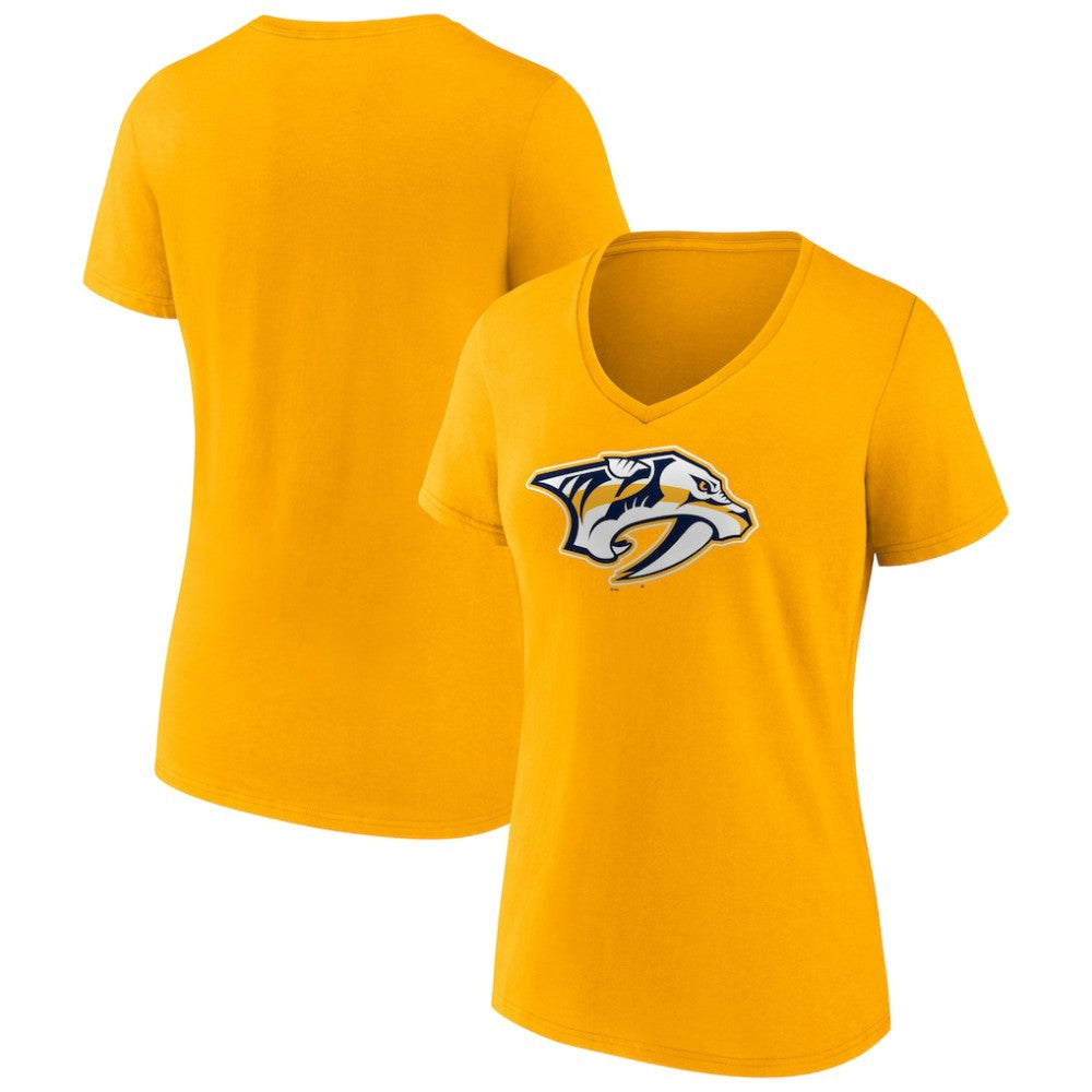 NHL Nashville Predators Fanatics Women's Primary Logo Team V-Neck T-Shirt - Gold