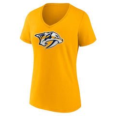 NHL Nashville Predators Fanatics Women's Primary Logo Team V-Neck T-Shirt - Gold