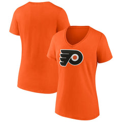 NHL Philadelphia Flyers Fanatics Women's Primary Logo Team V-Neck T-Shirt - Orange