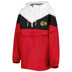 NHL Chicago Blackhawks Tommy Hilfiger Women's Staci Half-Zip Windbreaker Jacket - Black/Red