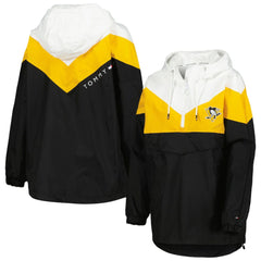 NHL Pittsburgh Penguins Tommy Hilfiger Women's Staci Half-Zip Windbreaker Jacket - Black/Gold