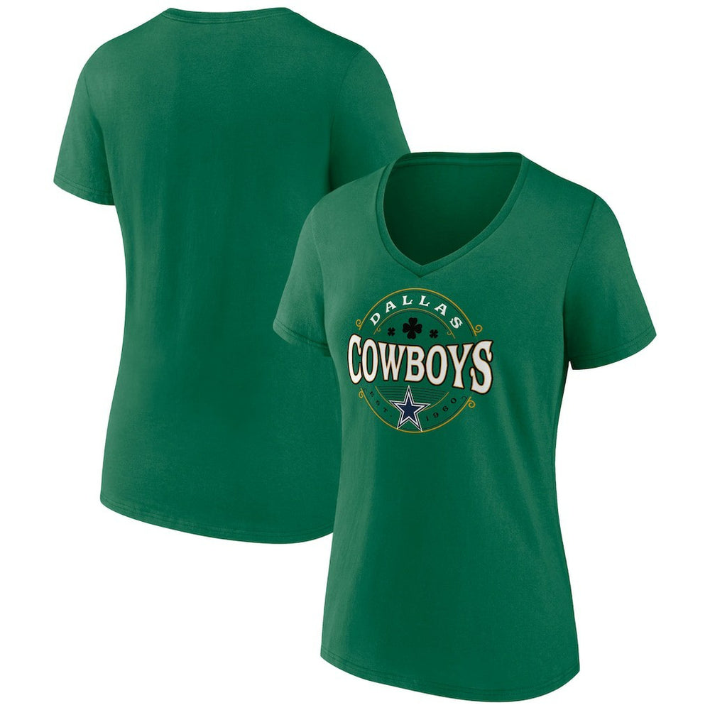 Dallas Cowboys Women's Lucky Celtic V-Neck T-Shirt Green