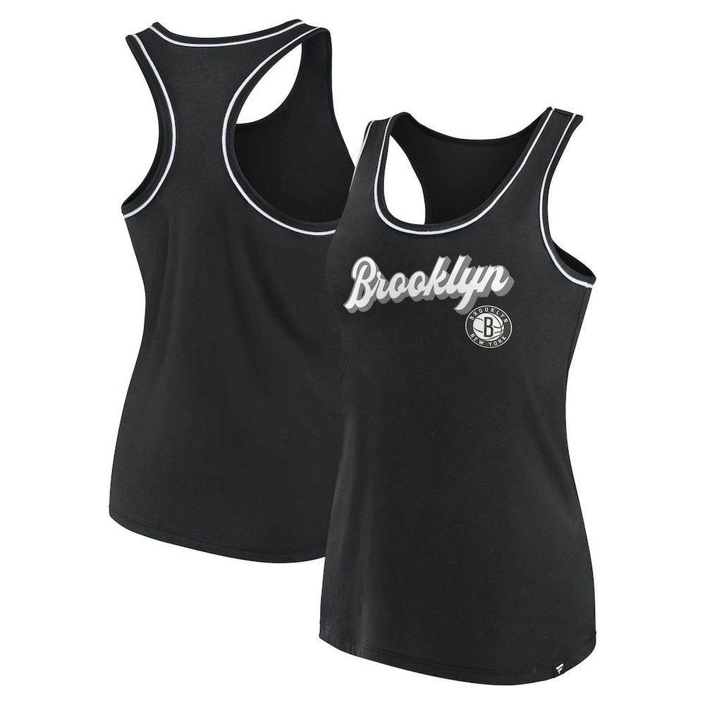 Brooklyn Nets Women's Wordmark Logo Racerback Tank Top Black