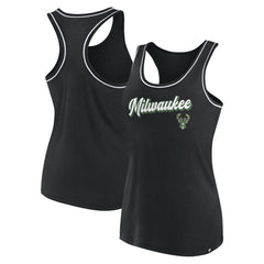 Milwaukee Bucks Women's Wordmark Logo Racerback Tank Top Black