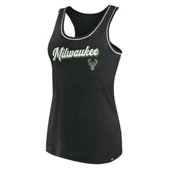 Milwaukee Bucks Women's Wordmark Logo Racerback Tank Top Black