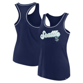NHL Seattle Kraken Fanatics Women's Wordmark Logo Racerback Scoop Neck Tank Top - Deep Sea Blue