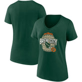 Milwaukee Bucks Women's Hometown Collection Brew City V-Neck T-Shirt Hunter Green