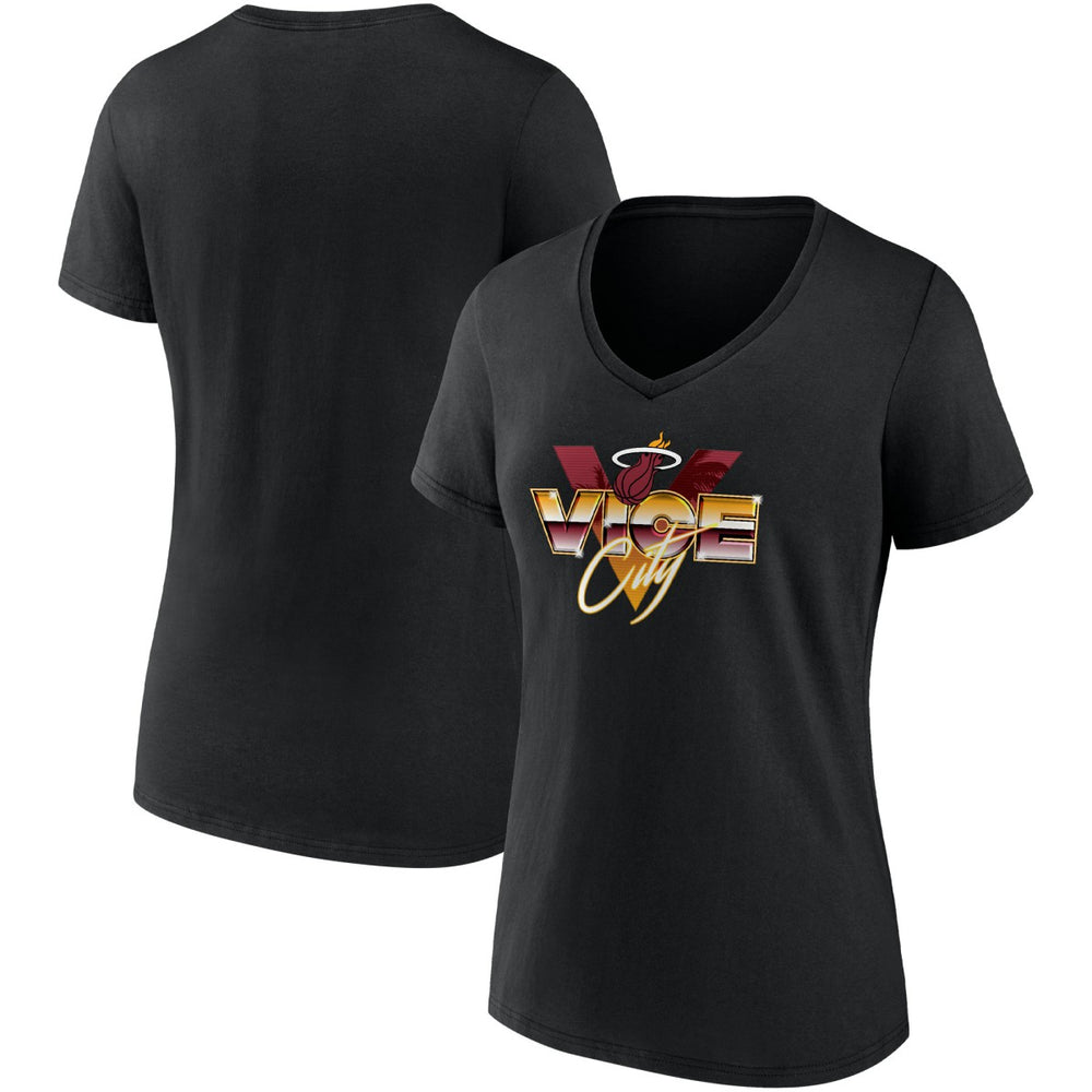 Miami Heat Women's Hometown Collection Vice City V-Neck T-Shirt Black
