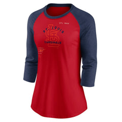 St. Louis Cardinals Nike Women's Next Up Tri-Blend Raglan 3/4-Sleeve T-Shirt - Red/Navy T-shirts