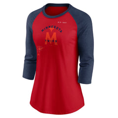 Minnesota Twins Nike Women's Next Up Tri-Blend Raglan 3/4-Sleeve T-Shirt - Red/Navy T-shirts