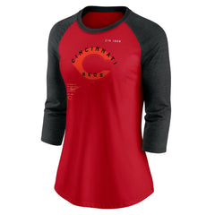 Cincinnati Reds Nike Women's Next Up Tri-Blend Raglan 3/4-Sleeve T-Shirt - Red/Black T-shirts