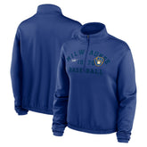 Milwaukee Brewers Nike Women's Rewind Splice Half-Zip Semi-Cropped Bubble Hem Sweatshirt - Royal Sweatshirts