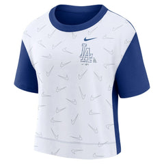 Los Angeles Dodgers Nike Women's Line Up High Hip Fashion T-Shirt - Royal/White T-shirts