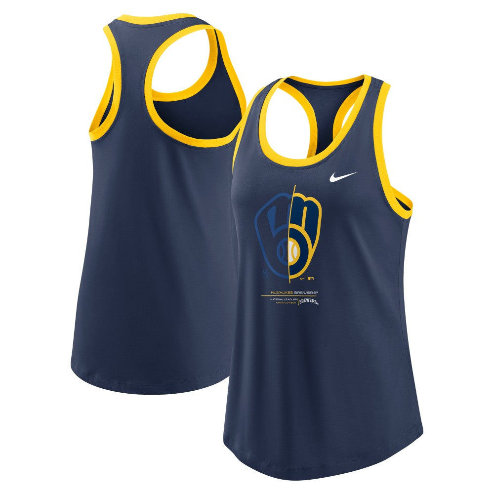 Milwaukee Brewers Nike Women's Tech Tri-Blend Tank Top - Navy Tanks