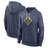 Milwaukee Brewers Nike Women's Diamond Icon Gym Vintage Lightweight Hooded Top - Navy Tops