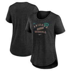 Arizona Diamondbacks Nike Women's Rewind Arch Mix Tri-Blend T-Shirt - Heather Black T-shirts