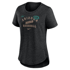 Arizona Diamondbacks Nike Women's Rewind Arch Mix Tri-Blend T-Shirt - Heather Black T-shirts