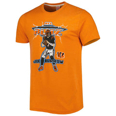 Joe Burrow Cincinnati Bengals Homage Unisex NFL Blitz Player Tri-Blend T-Shirt Heather Orange