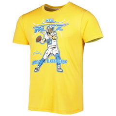 Justin Herbert Los Angeles Chargers Homage Unisex NFL Blitz Player Tri-Blend T-Shirt Heather Gold