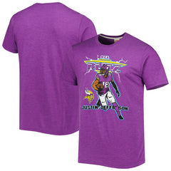 Justin Jefferson Minnesota Vikings Homage Unisex NFL Blitz Player Tri-Blend T-Shirt Heathered Heather Purple
