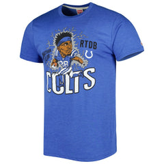 Jonathan Taylor Indianapolis Colts Homage Unisex Caricature Player Tri-Blend T-Shirt Heather Royal