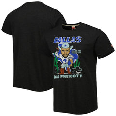 Dak Prescott Dallas Cowboys Homage Unisex Caricature Player Tri-Blend T-Shirt Heather Black