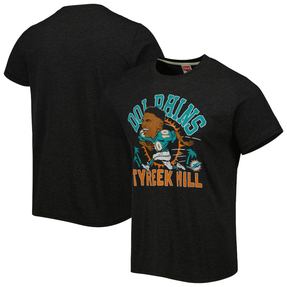 Tyreek Hill Miami Dolphins Homage Unisex Caricature Player Tri-Blend T-Shirt Heather Black