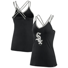 Chicago White Sox Fanatics Women's Barrel It Up Cross Back V-Neck Tank Top - Black Tanks