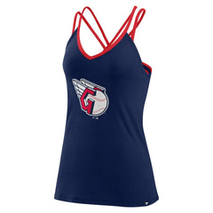 Cleveland Guardians Fanatics Women's Barrel It Up Cross Back V-Neck Tank Top - Navy Tanks