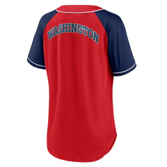 Washington Nationals Fanatics Women's Ultimate Style Raglan V-Neck T-Shirt - Red T-shirts