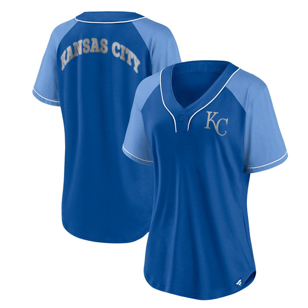 Kansas City Royals Fanatics Women's Ultimate Style Raglan V-Neck T-Shirt - Royal T-shirts