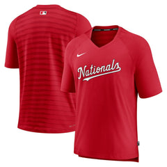 Washington Nationals Nike Authentic Collection Pregame Raglan Performance V-Neck T-Shirt - Red T-shirts