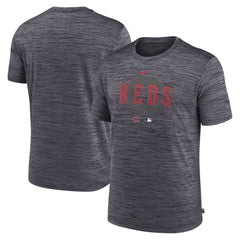 Cincinnati Reds Nike Authentic Collection Velocity Performance Practice T-Shirt - Heather Charcoal T-shirts
