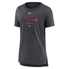Atlanta Braves Nike Women's Authentic Collection Early Work Tri-Blend T-Shirt - Heather Charcoal T-shirts