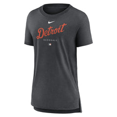 Detroit Tigers Nike Women's Authentic Collection Early Work Tri-Blend T-Shirt - Heather Charcoal T-shirts