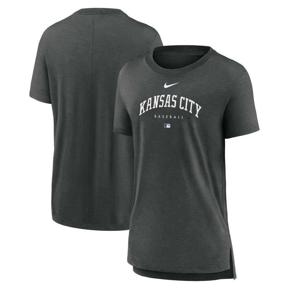Kansas City Royals Nike Women's Authentic Collection Early Work Tri-Blend T-Shirt - Heather Charcoal T-shirts
