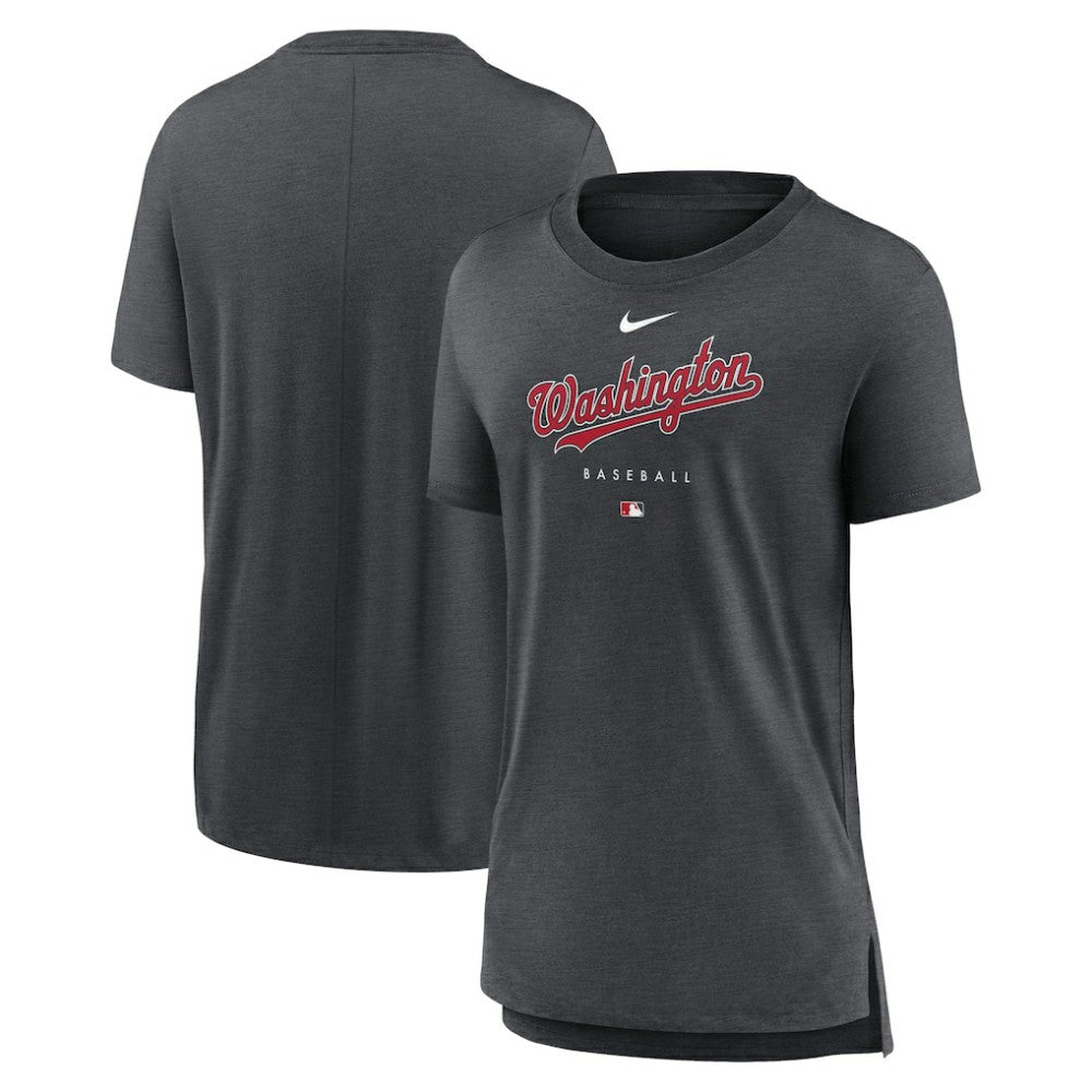 Washington Nationals Nike Women's Authentic Collection Early Work Tri-Blend T-Shirt - Heather Charcoal T-shirts