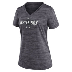 Chicago White Sox Nike Women's Authentic Collection Velocity Practice Performance V-Neck T-Shirt - Black T-shirts