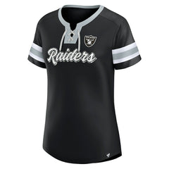 Las Vegas Raiders Women's Plus Size Original State Lace-Up T-Shirt Black