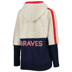 Atlanta Braves G-III 4Her by Carl Banks Women's Shuffle It Raglan Full-Zip Hoodie - Oatmeal/Navy Hoodies