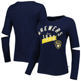 Milwaukee Brewers Touch Women's Formation Long Sleeve T-Shirt - Navy T-shirts