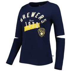 Milwaukee Brewers Touch Women's Formation Long Sleeve T-Shirt - Navy T-shirts
