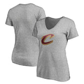 Cleveland Cavaliers Women's Primary Team Logo V-Neck T-Shirt Heathered Gray