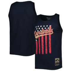 St. Louis Cardinals Mitchell & Ness Cooperstown Collection Stars and Stripes Tank Top - Navy Tanks